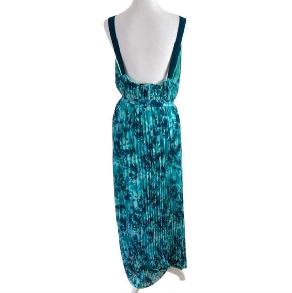 {Lane Bryant} Teal and Navy Maxi Pleated Dress 14/16 - Picture 2 of 8